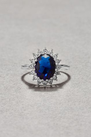 Platinum Plated Blue Stone Ring
